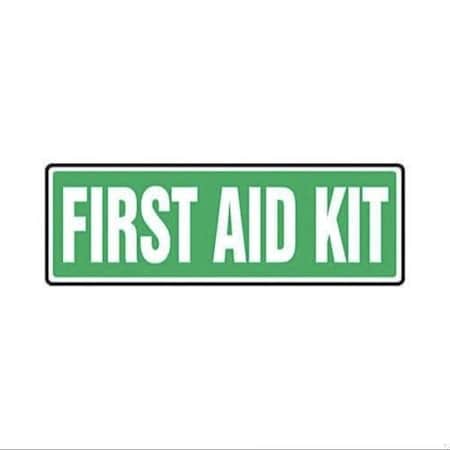 Accuform First Aid Sign, Text Legend, Legend FIRST AID KIT, 4 mil Adhesive Vinyl, 4 in Height, 12 in Width MFSD554VS
